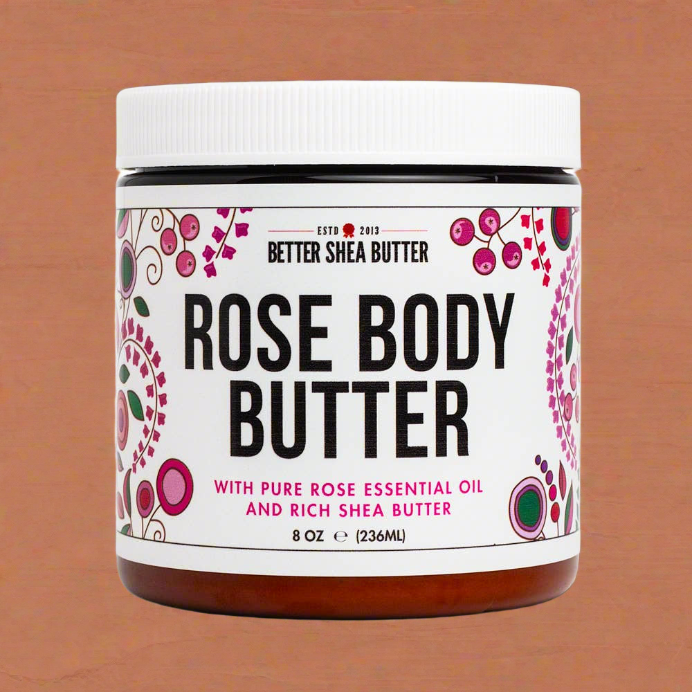 Natural Body Butter, Whipped Shea Butter w/ Rose Essential Oil